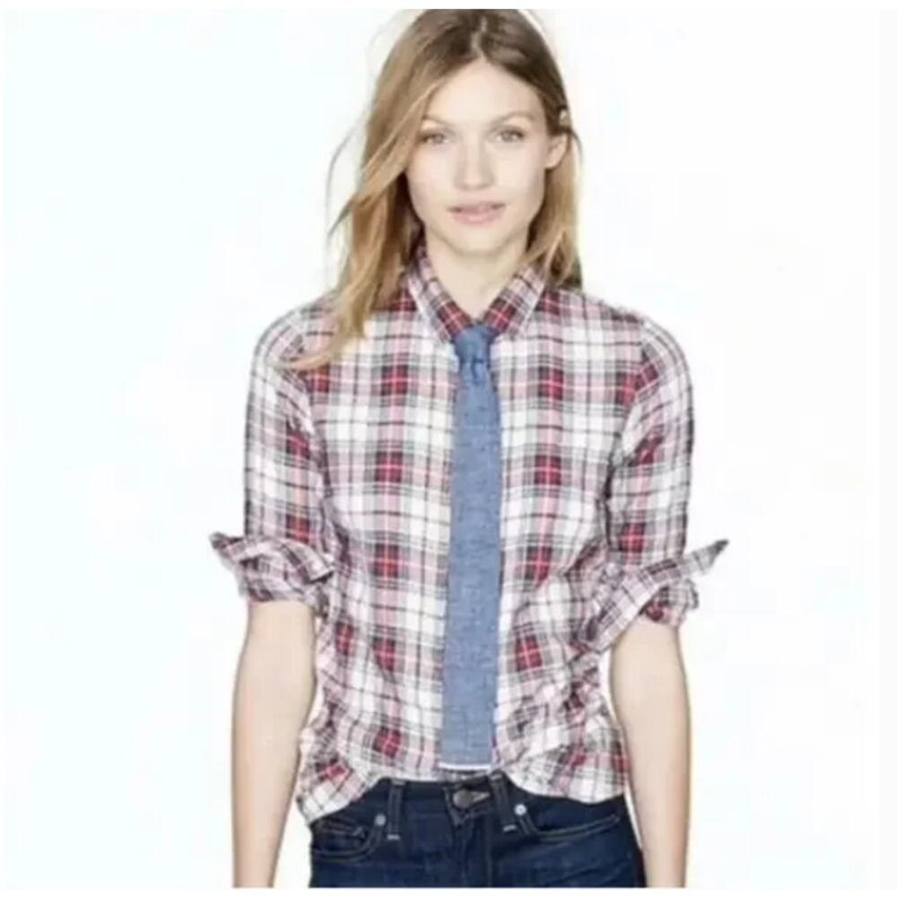 J. Crew Perfect Shirt in Red & Blue Plaid Size 2